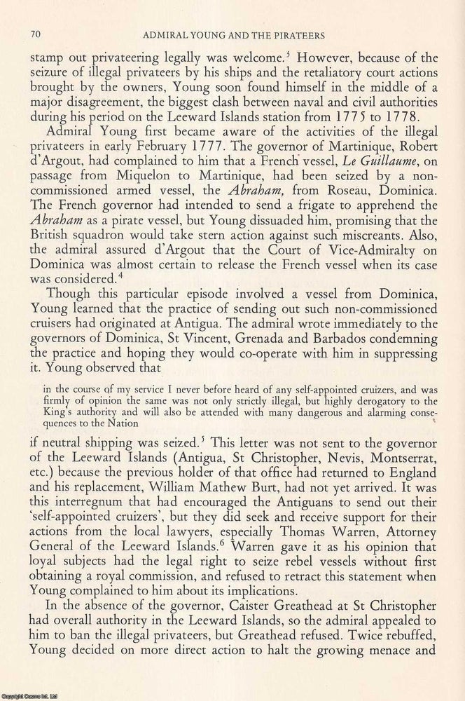 Item #602819 Admiral James Young and The Pirateers, 1777. An original article from the...