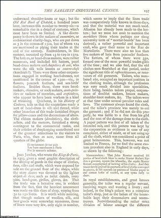 Item #607430 The Earliest Industrial Census. An original article from The Antiquary Magazine,...