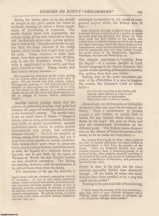 Item #607439 Richard de Bury's Philobiblon; a review. An original article from The Antiquary...