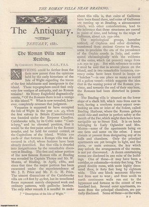 Item #607443 The Roman Villa near Brading. An original article from The Antiquary Magazine, 1881....