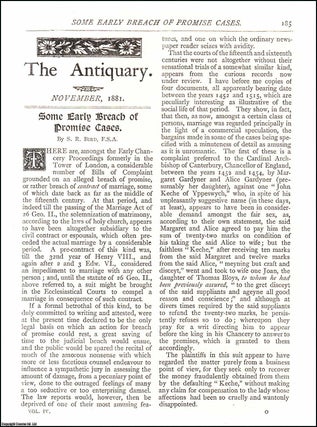 Item #607468 Some Early Breach of Promise Cases. An original article from The Antiquary Magazine,...