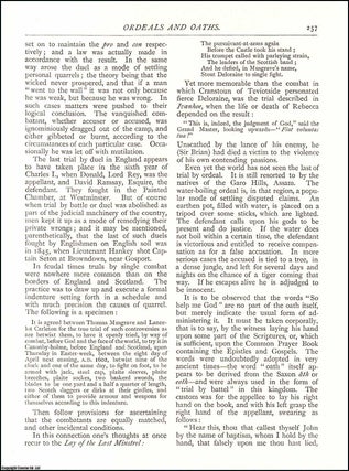 Item #607541 Ordeals and Oaths. An original article from The Antiquary Magazine, 1885. Douglas M....