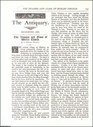 Item #607565 The Brasses and Glass of Morley Church. An original article from The Antiquary...