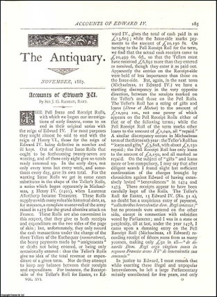 Item #607576 Accounts of Edward IV. An original article from The Antiquary Magazine, 1887. J. H....