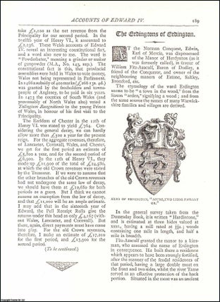 Item #607579 The Erdingtons of Erdington. An original article from The Antiquary Magazine, 1887....