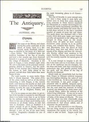 Item #607583 Olympia on The Coast of Morea. An original article from The Antiquary Magazine,...