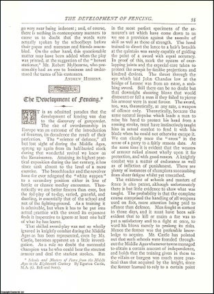 Item #607586 The Development of Fencing. An original article from The Antiquary Magazine, 1887....