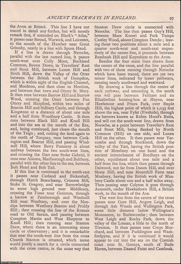 Item #607649 Ancient Trackways in England. 7 pages. An article printed in 1889, written by Joseph...