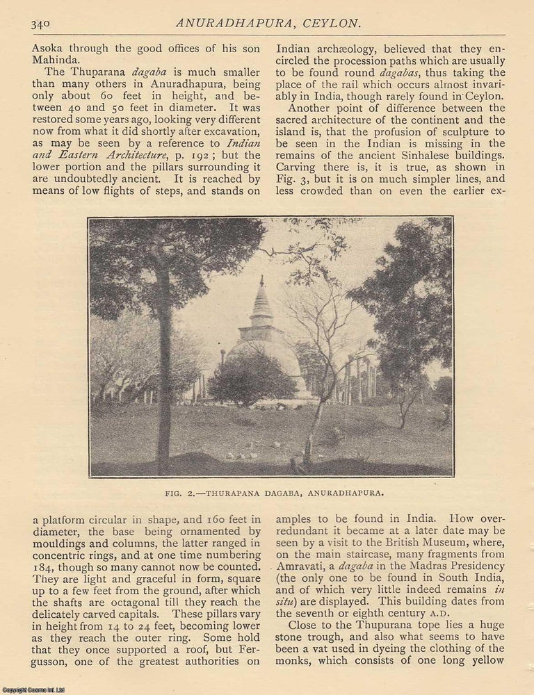 Item #607720 Anuradhapura, Ceylon. 6 pages. An article printed in 1915, written by Mary F. A....
