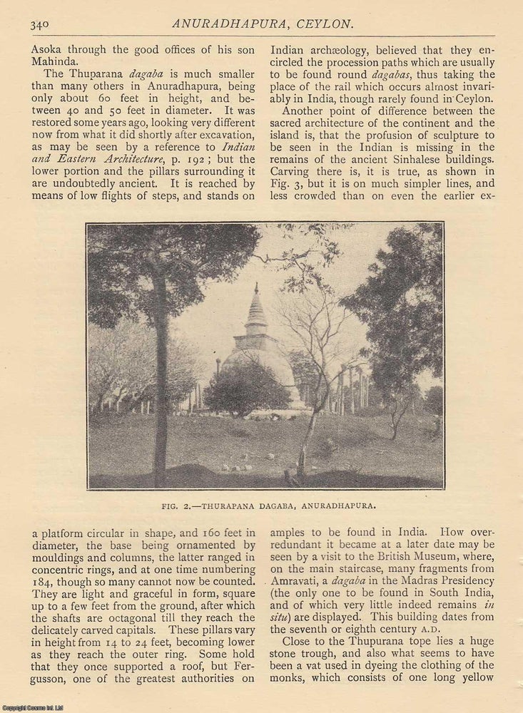 Item #607720 Anuradhapura, Ceylon. 6 pages. An article printed in 1915, written by Mary F. A....