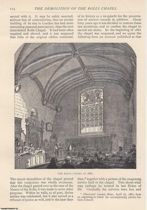 Item #607727 The Demolition of The Rolls Chapel. An original article from The Antiquary Magazine,...
