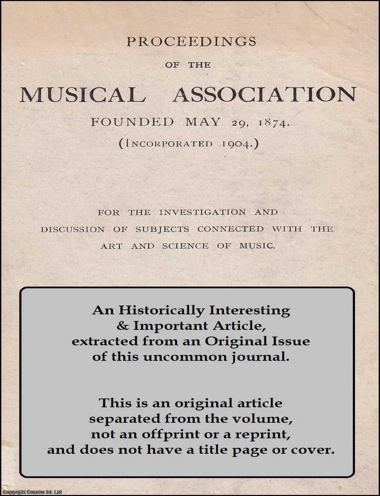 Item #608029 Leonardo Leo. 13 pages. An article printed in 1906, written by Edward J. Dent....