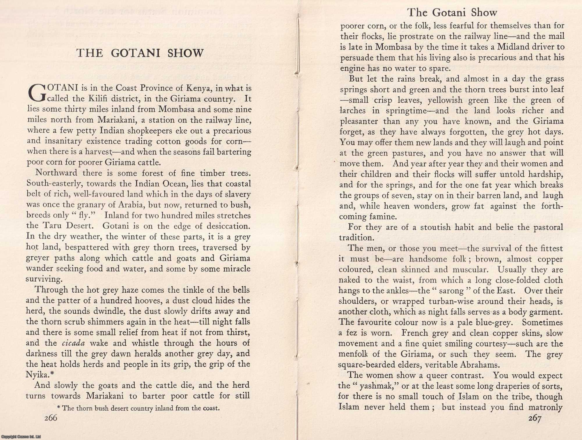 1935. The Gotani Show; An East African Episode; The Coast Province of ...