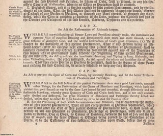 Item #609345 An Act to Prevent The Spoil of Corn and Grain, by Untimely Hawking, and for The...