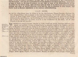 Item #609377 South Sea Bubble : South Sea Company Act 1720 c. 28. An Act for Raising Money upon...
