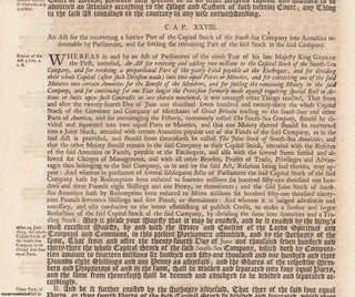 Item #609389 South Sea Bubble : National Debt Act 1732 c. 28. An Act for The Converting a Further...