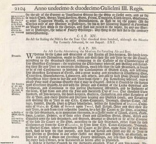 Item #609421 Ale Measures Act 1698 c. 15. An Act for The Ascertaining The Measures for Retailing...