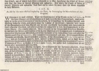 Item #609422 Encouragement of Manufactures Act 1698 c. 10. An Act for The more Effectual...