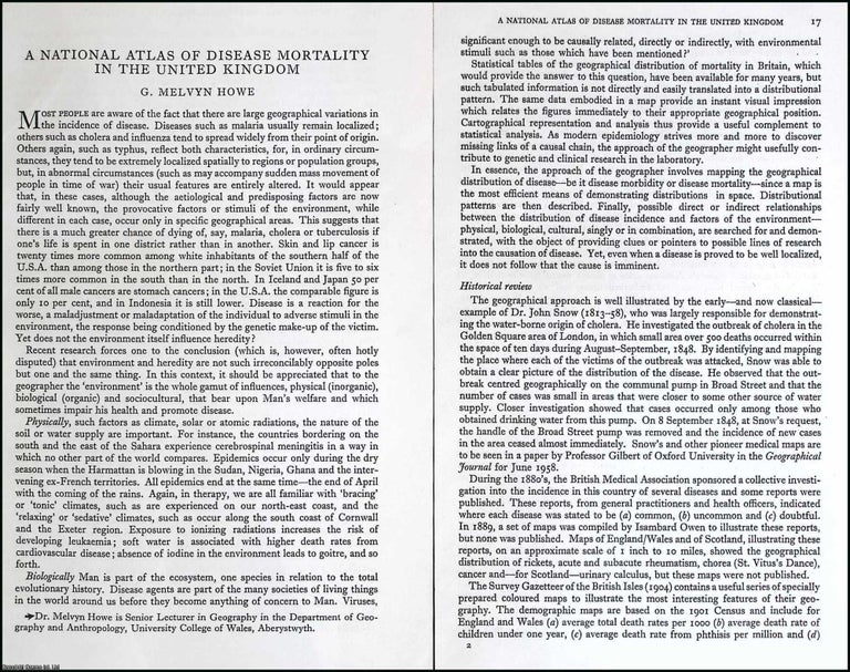 Item #610324 A National Atlas of Disease Mortality in The United Kingdom. An original article...