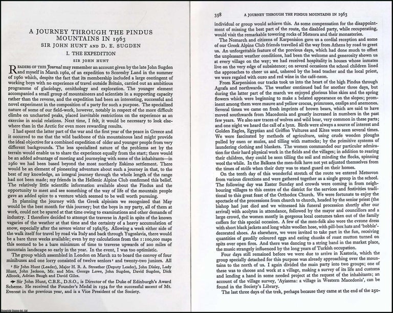 Item #610338 A Journey through The Pindus Mountains in 1963. 10 pages, 2 graphs, 2 illustrated...