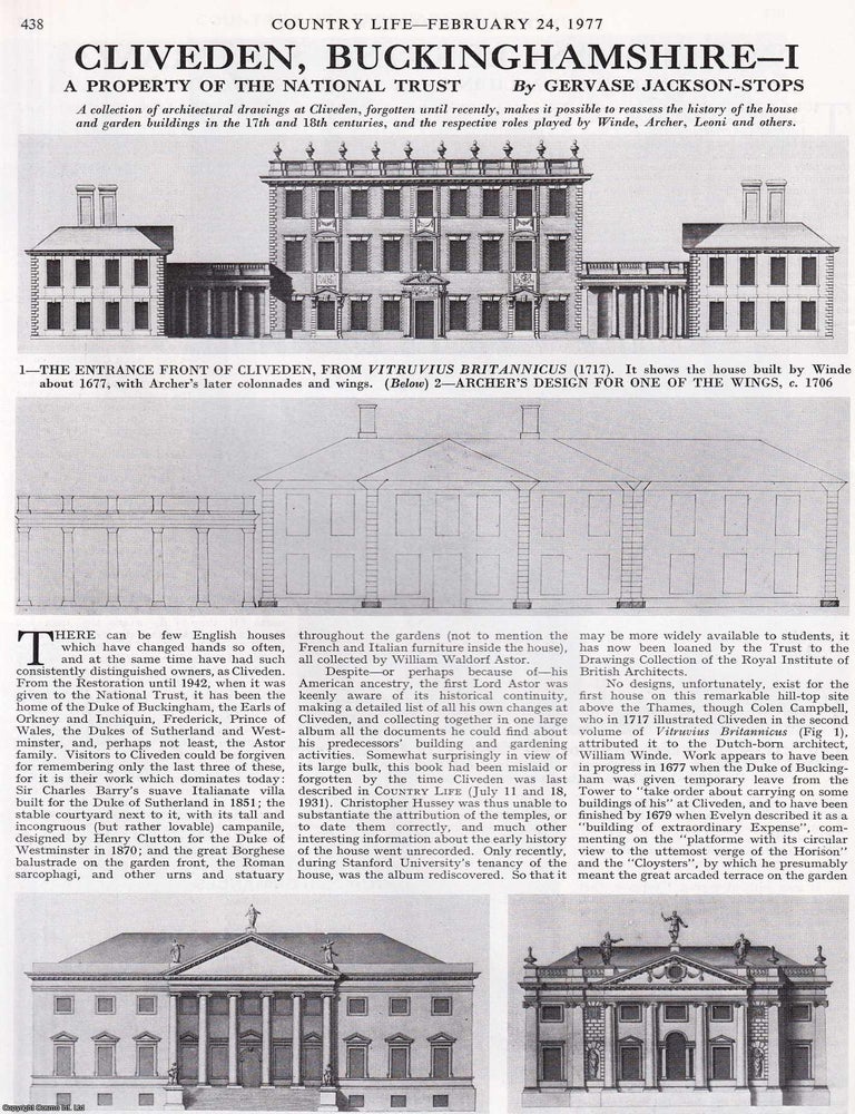 Item #613519 Cliveden, Buckinghamshire. A Property of The National Trust - Parts I and II....