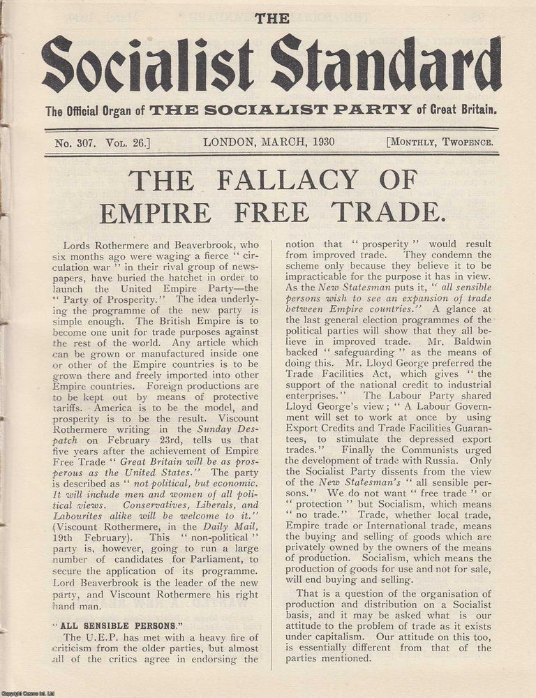 Item #613625 The Fallacy of Empire Free Trade. A short article contained in a complete 16 page...