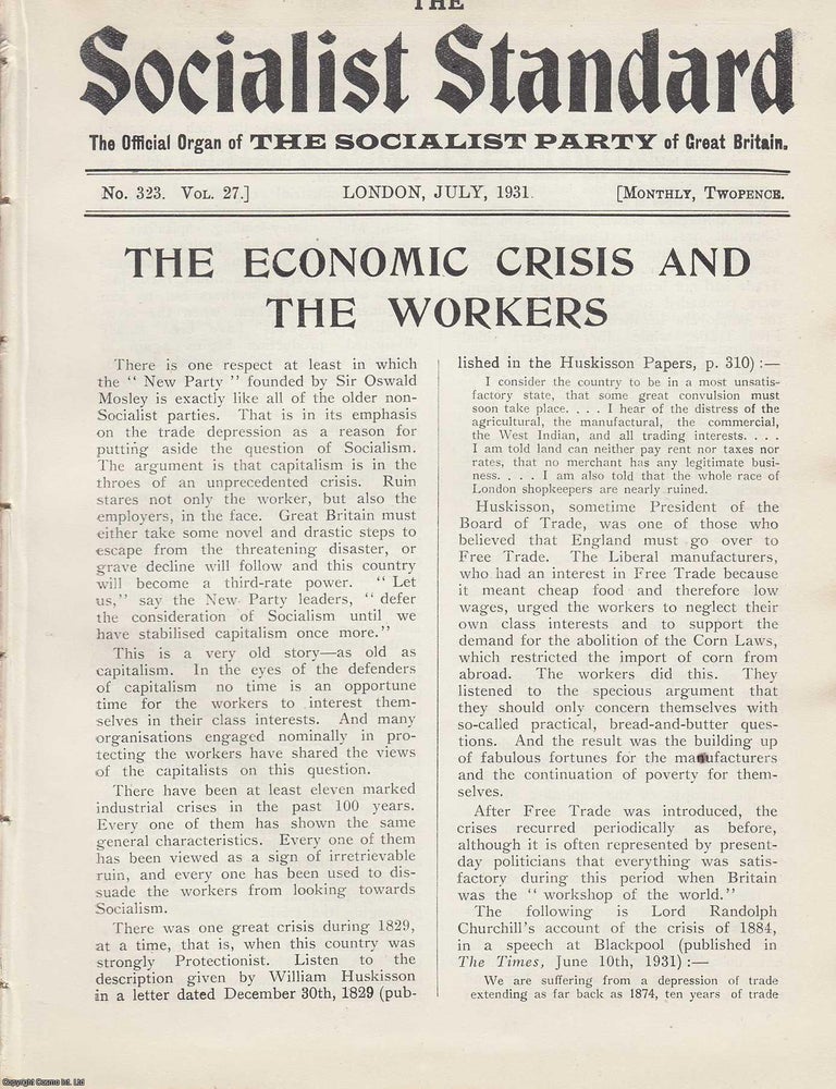 Item #613641 The Economic Crisis and The Workers. A short article contained in a complete 16 page...