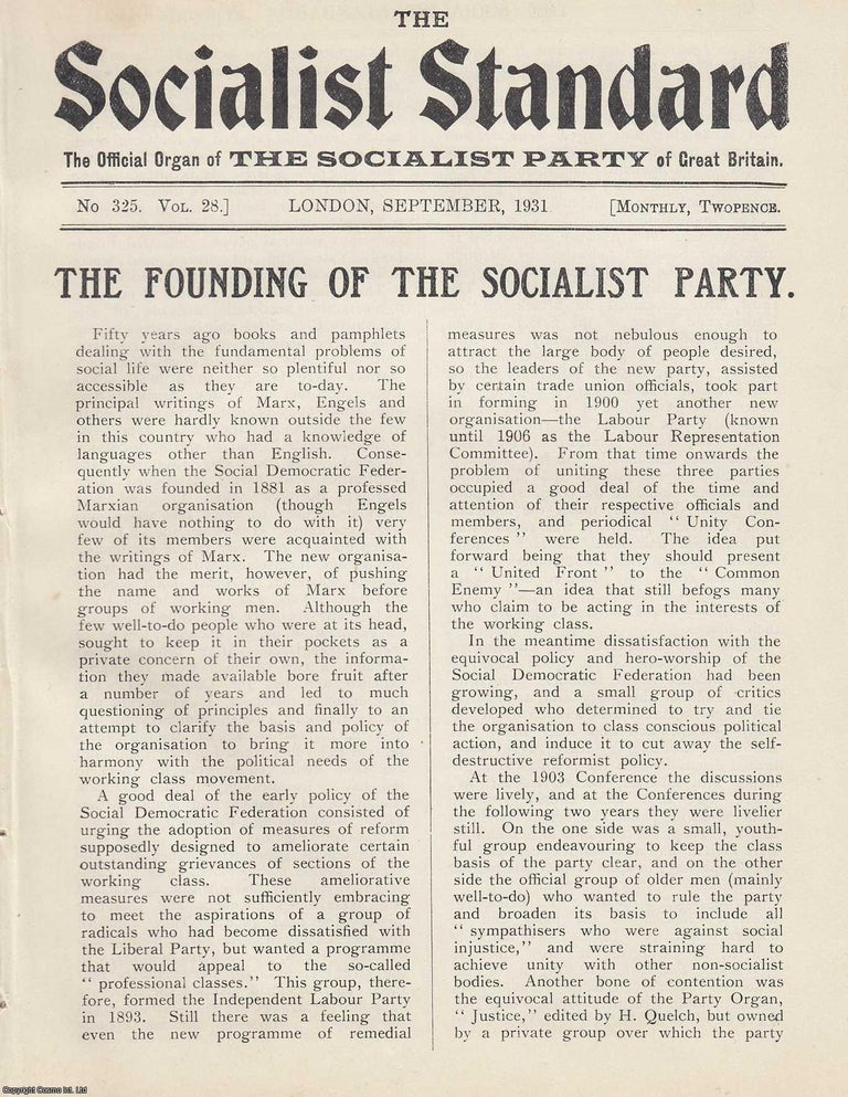 Item #613643 The Founding of The Socialist Party. A short article contained in a complete 16 page...
