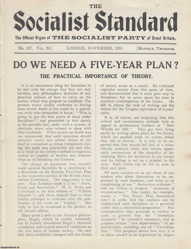 Item #613645 Do We Need a Five-Year Plan? The Practical Importance of Theory. A short article...