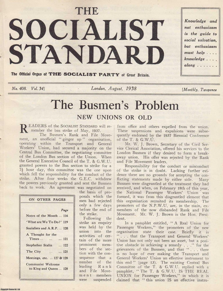 Item #613673 The Busmen's Problem. New Unions or Old. A short article contained in a...