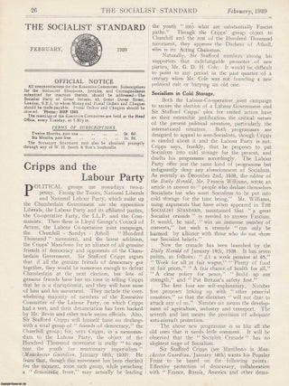 Cripps and the Labour Party. A short article contained in a complete 16 page issue of The Socialist Standard, The Socialist Party of Great Britain, November 1929. No 303, Vol 27.