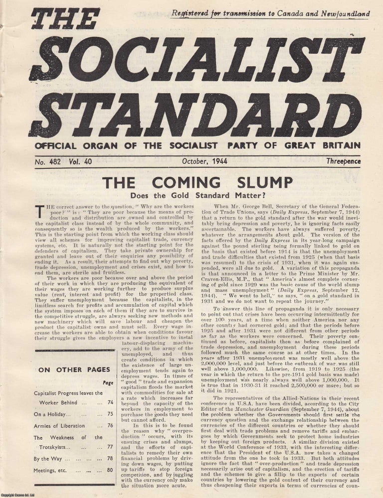 Item #613711 The Coming Slump. Does The Gold Standard Matter? A short article contained in a...