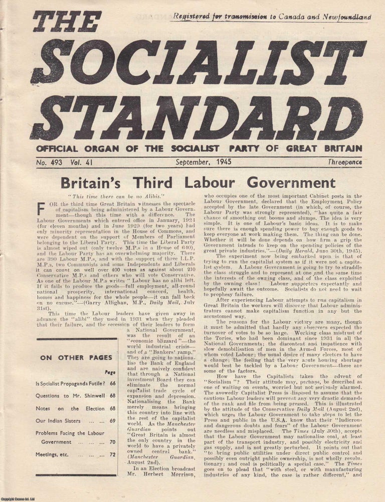 Item #613722 Britain's Third Labour Government. A short article contained in a complete 8...
