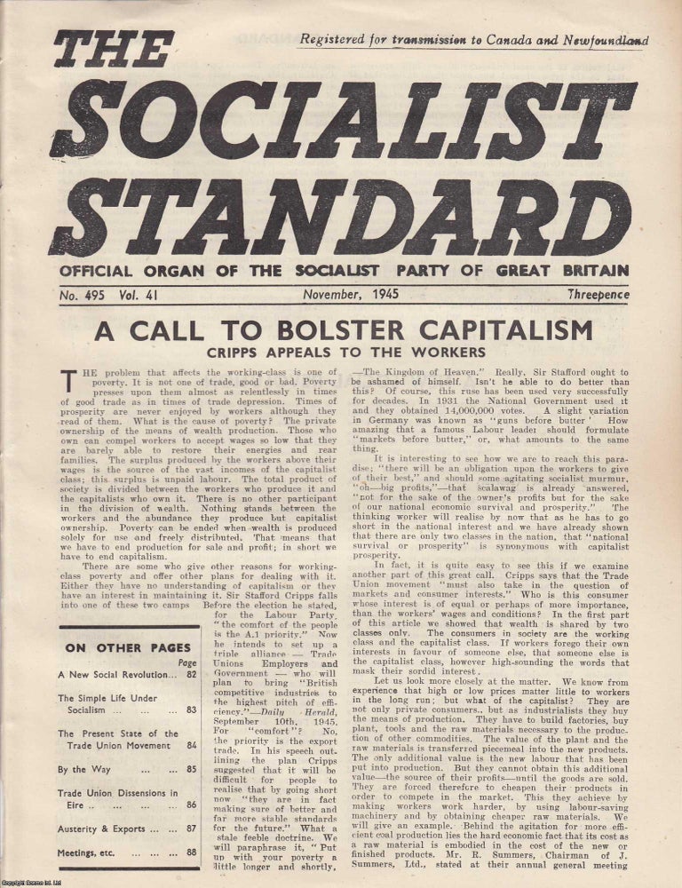 Item #613724 A Call to Bolster Capitalism. Cripps Appeals to The Workers. A short article...
