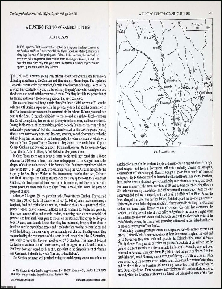 Item #614907 A Hunting Trip to Mozambique in 1868. 9 pages, 1 illustrated map. An article printed...