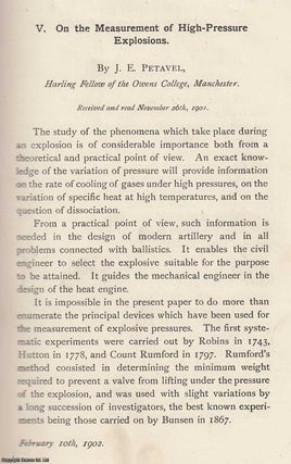 Item #615379 The Measurement of High-Pressure Explosions. An original article from the Memoirs of...