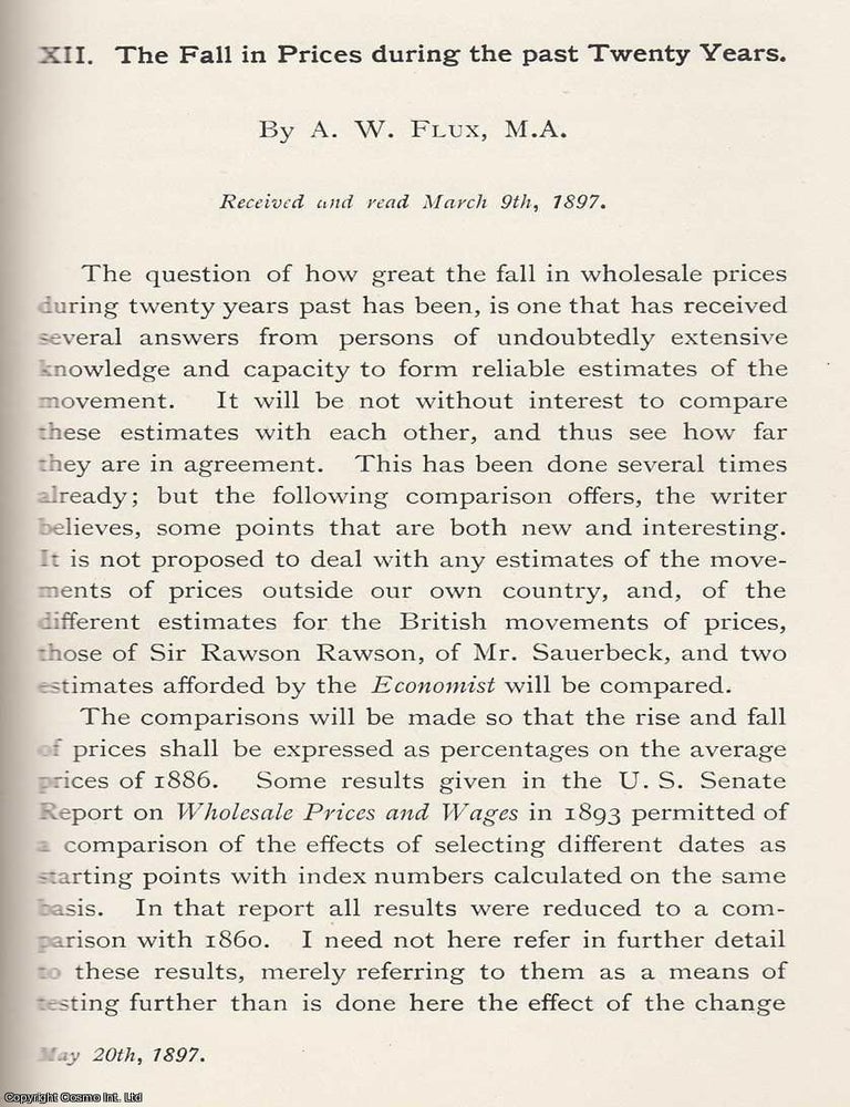 Item #615457 The Fall in Prices During The Past Twenty Years, 1876-1897. An original article from...