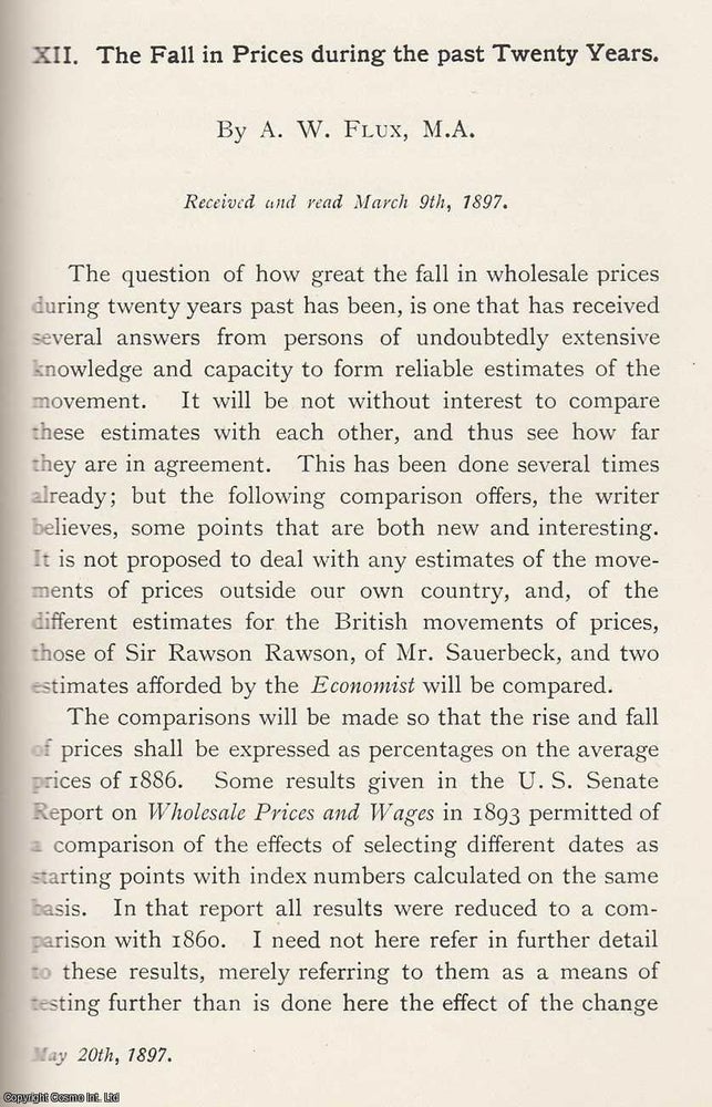 Item #615457 The Fall in Prices During The Past Twenty Years, 1876-1897. An original article from...