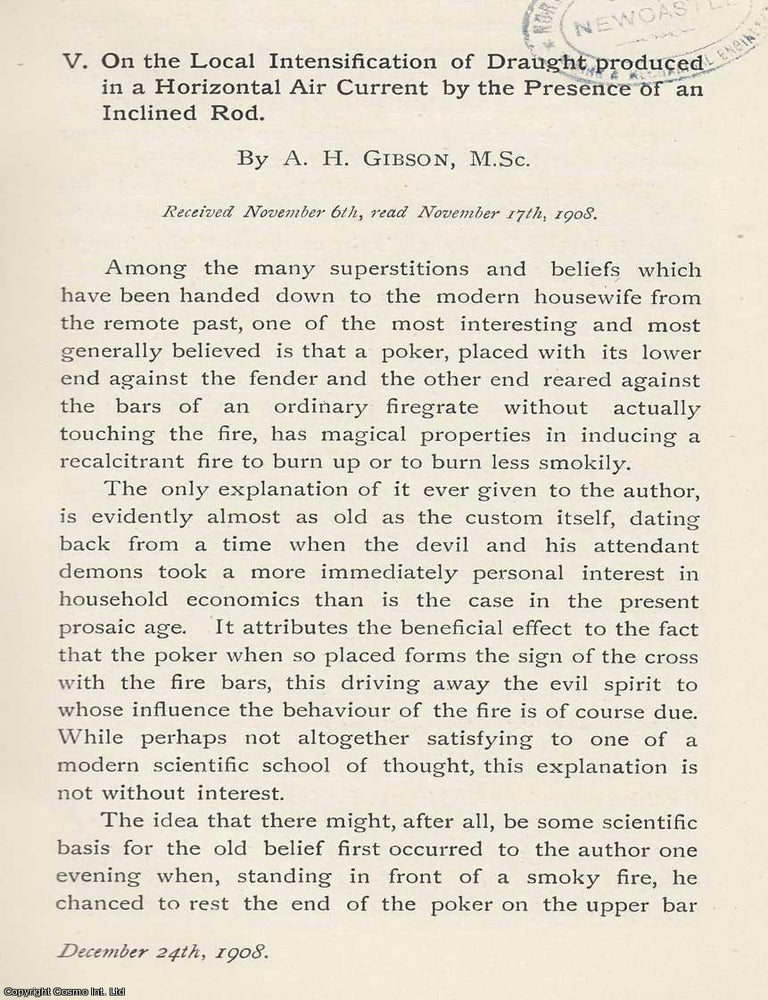 Item #615593 The Local Intensification of Draught Produced in a Horizontal Air Current by The...