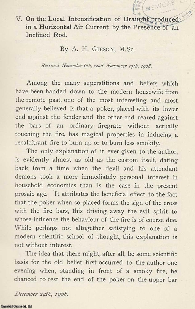 Item #615593 The Local Intensification of Draught Produced in a Horizontal Air Current by The...