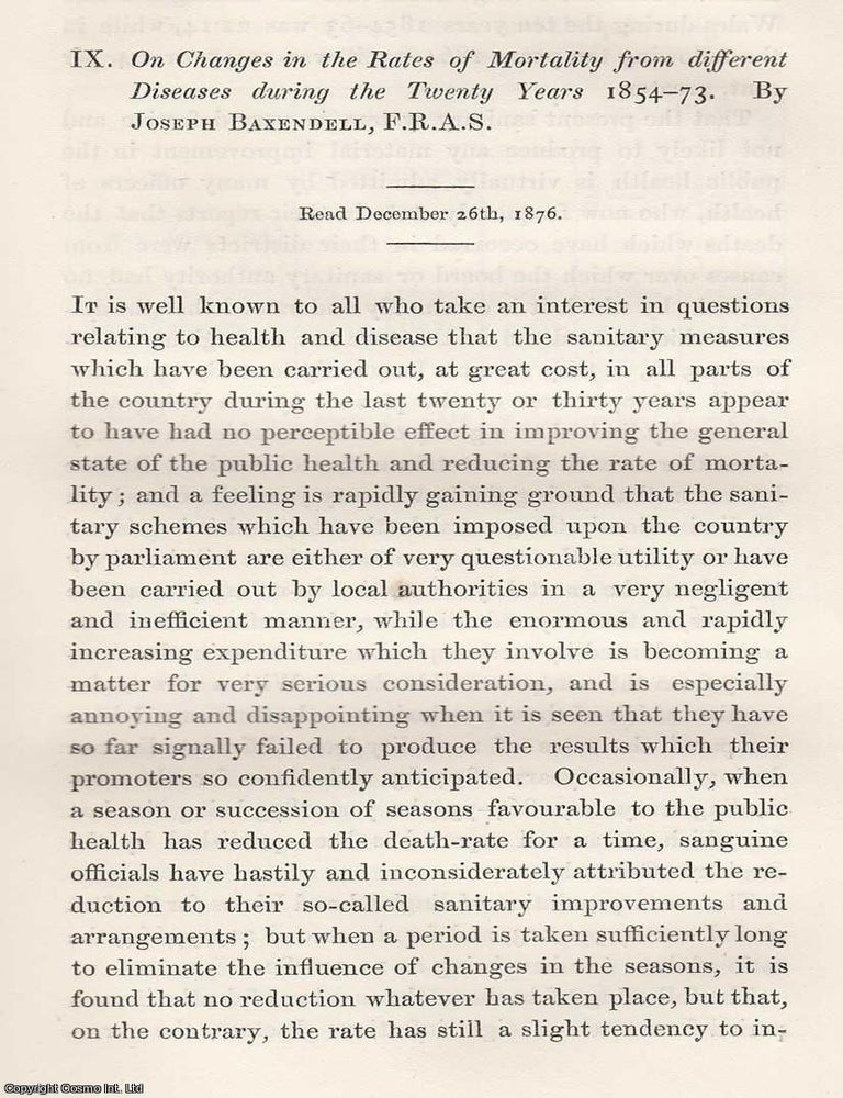 Item #615821 Changes in The Rates of Mortality from different Diseases during The Twenty Years...
