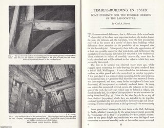 Item #616480 Timber-Building in Essex. Some Evidence for The Possible Origins of The...