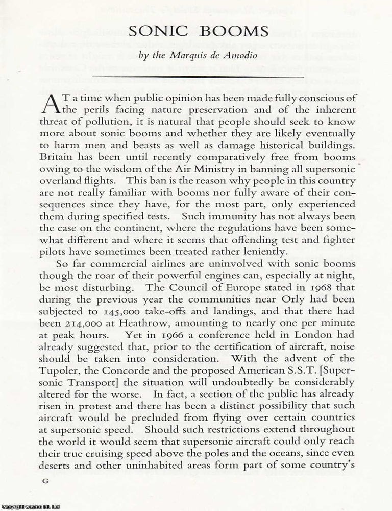 Item #616516 Sonic Booms. An original article from the Transactions of The Ancient Monuments...
