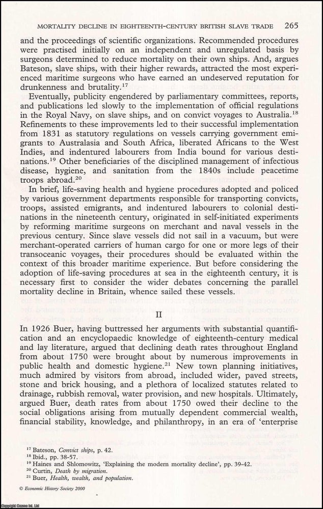 Item #616672 Explaining The Mortality Decline in The Eighteenth Century British Slave Trade. 22...