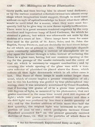 Street Illumination. By John Millington, Professor of Mechanics at the Royal Institution. An uncommon original article from the Journal of Science and the Arts, edited by the Royal Institution of Great Britain, 1818.