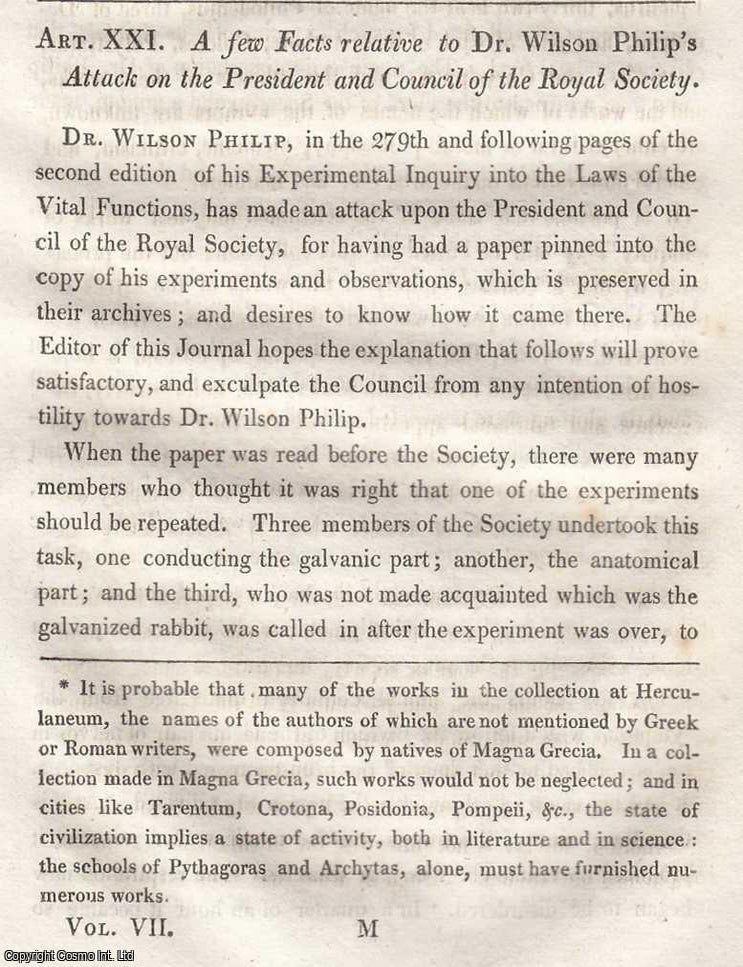 Item #616823 A Few Facts Relative to Dr. Wilson Philip's Attack on The President and Council...