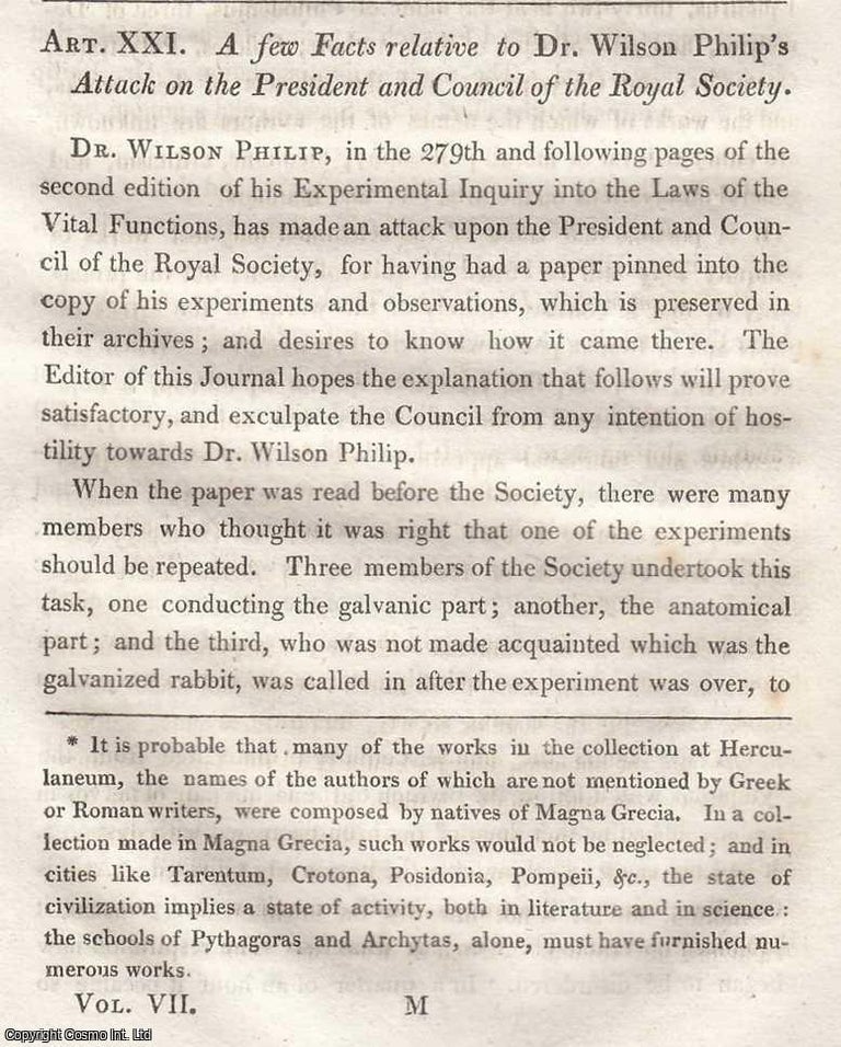 Item #616823 A Few Facts Relative to Dr. Wilson Philip's Attack on The President and Council...