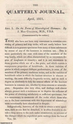 Item #616830 The Forms of Mineralogical Hammers. By J. MacCulloch, M.D., F.R.S. An uncommon...