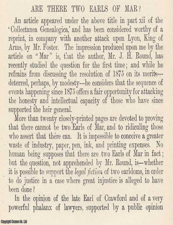 Item #616843 Are There Two Earls of Mar? The Earldom of Mar. The Earldown of Douglas and Mar. A...