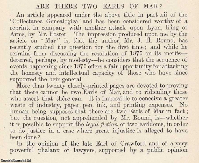 Item #616843 Are There Two Earls of Mar? The Earldom of Mar. The Earldown of Douglas and Mar. A...